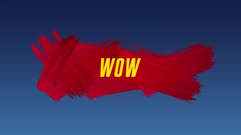 Animation-of-wow-text-over-red-shape-on-blue-background