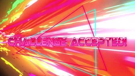 Animation-of-challenge-accepted-text-on-multi-coloured-background
