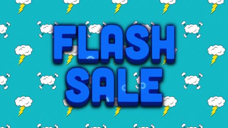 Animation-of-flash-sale-text-over-multicolored-circular-pattern-against-clouds-and-lightning