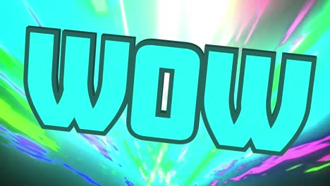 Animation-of-wow-text-on-multi-coloured-background