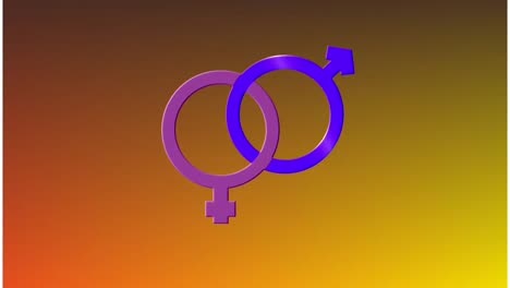 Animation-of-moving-blue-and-pink-heterosexual-symbol-on-orange-background