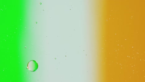 Animation-of-bubbles-moving-on-green,-white-and-blue-background-with-copy-space