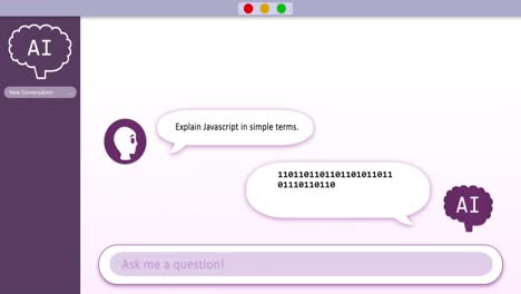 Animation-of-ai-bot-conversation-and-binary-coding-on-speech-bubbles