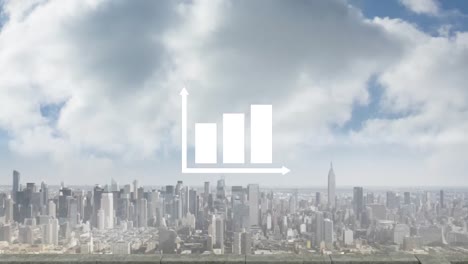 Animation-of-graph-icon-over-cityscape