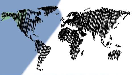 Animation-of-black-map-drawing-against-blue-background