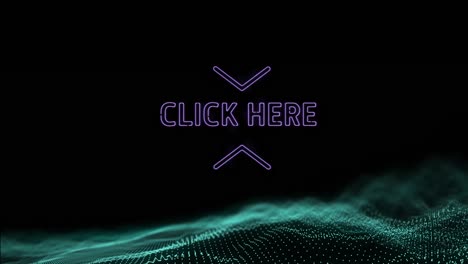 Animation-of-click-here-text-and-spots-on-black-background