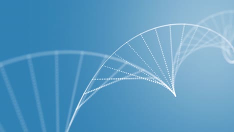 Animation-Von-Punkten,-Die-Eine-DNA-Helix-Vor-Blauem-Hintergrund-Bilden