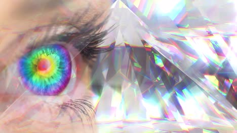 Animation-of-colorful-eye-over-glowing-crystals