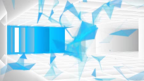 Animation-of-blue-shapes-moving-on-white-background