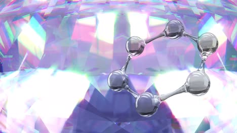 Animation-of-transparent-shape-over-glowing-crystals