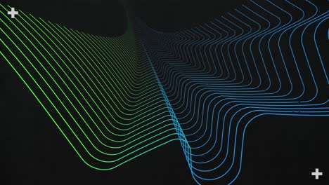 Animation-of-glitch-technique-on-wave-pattern-against-black-background