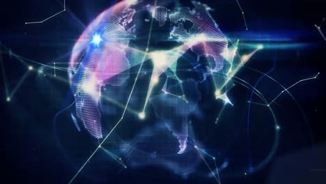 Animation-Des-Netzwerks-Von-Verbindungen-über-Den-Globus