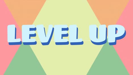 Animation-of-level-up-text-over-colourful-shapes