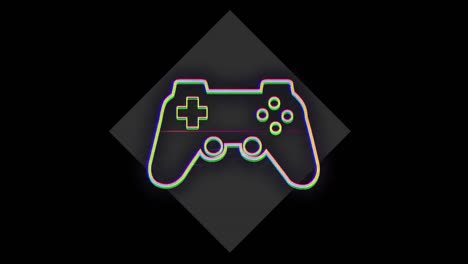 Animation-of-gamepad-icon-and-gray-square-on-black-background