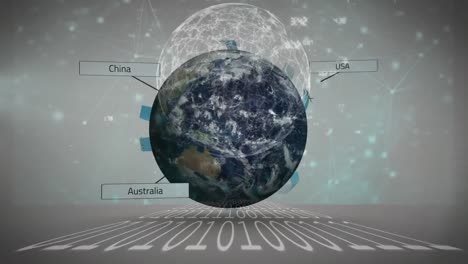 Animation-Der-Datenverarbeitung-über-Den-Globus-Auf-Weißem-Hintergrund