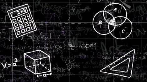 Animation-Der-Mathematischen-Und-Wissenschaftlichen-Datenverarbeitung-Auf-Schwarzem-Hintergrund