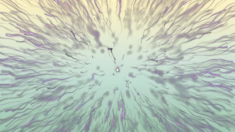 Animation-Violetter-Spuren,-Die-Sich-Auf-Grünem-Hintergrund-Bewegen-Und-Explodieren