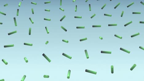 Animation-of-green-shapes-moving-on-blue-background