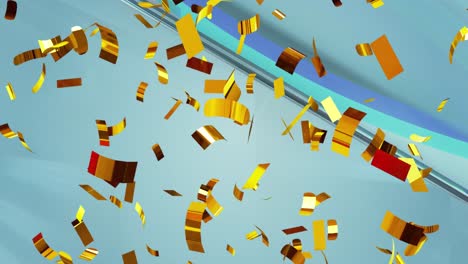 Animation-of-confetti-falling-over-glowing-crystals