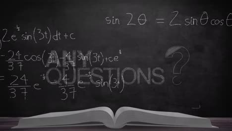 Animation-Beliebiger-Fragentexte-über-Büchern-Und-Mathematischen-Gleichungen