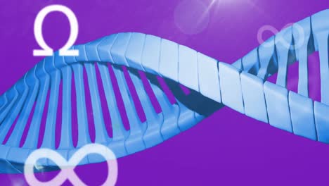 Animation-Mathematischer-Symbole-über-DNA-Strang