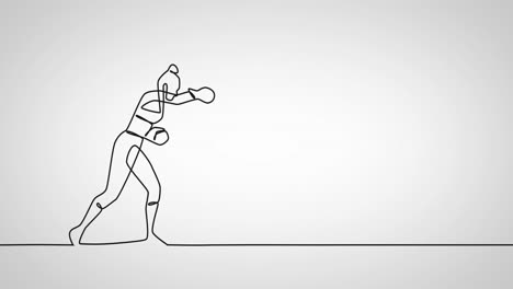 Animation-of-drawing-of-female-boxer-punching-on-white-background