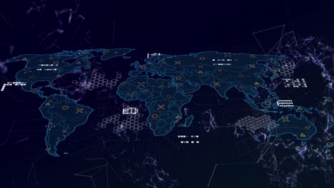 Animation-Von-Markierungen-Und-Datenverarbeitung-über-Der-Weltkarte