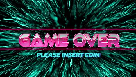 Animation-of-game-over-text-over-neon-lines-and-glowing-light-trails