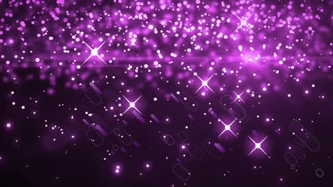 Animation-of-glowing-purple-light-trails-and-purple-light-spots-on-black-background