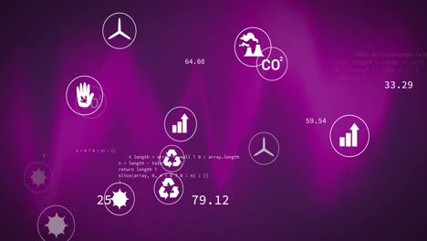 Animation-of-social-media-icons-and-numbers-over-purple-pattern