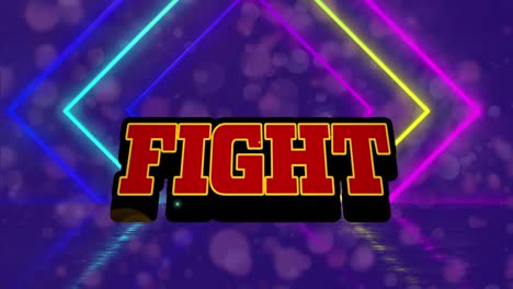 Animation-of-fight-text-over-neon-pattern-on-purple-background