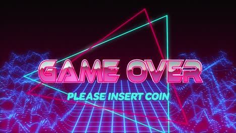 Animation-of-game-over-text-over-neon-lines-and-pattern