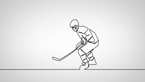 Animation-of-drawing-of-male-hockey-player-on-white-background