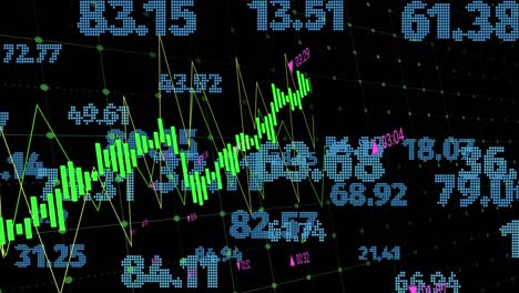 Animation-of-financial-data-processing-with-numbers-over-black-background