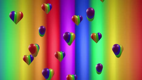 Animation-of-rainbows-heart-over-rainbow-stripes-and-colours-moving-on-seamless-loop