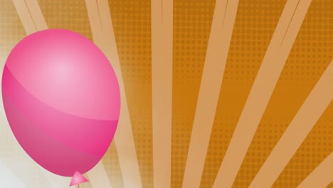 Animation-of-pink-balloon-over-white-lines-on-orange-background