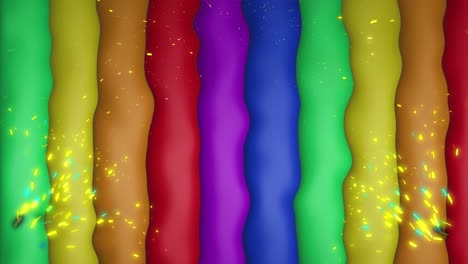 Animation-Von-Konfetti-über-Regenbogenstreifen-Und-Farben,-Die-Sich-In-Einer-Nahtlosen-Schleife-Bewegen