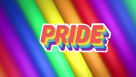 Animation-of-pride-text-over-rainbow-stripes-and-colours-moving-on-seamless-loop