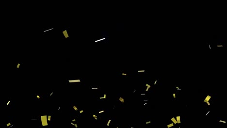 Animation-of-gold-confetti-falling-over-black-background