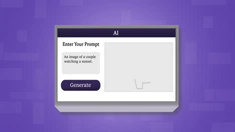 Animation-of-screen-with-ai-text,-images-of-sunset-and-brain-over-purple-background