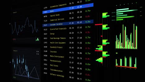 Animation-of-financial-data-processing-on-screen-over-black-background