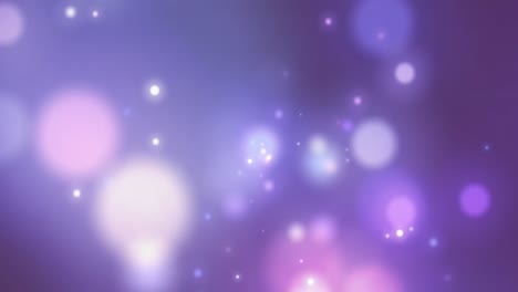 Animation-of-glowing-spots-of-light-against-purple-gradient-background-with-copy-space