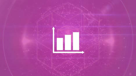 Animation-of-statistics-icon-and-data-processing-over-purple-background