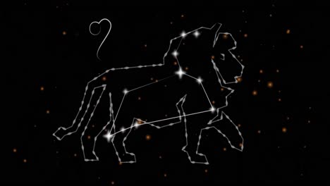 Animation-Des-Sternzeichens-Löwe-Auf-Schwarzem-Hintergrund