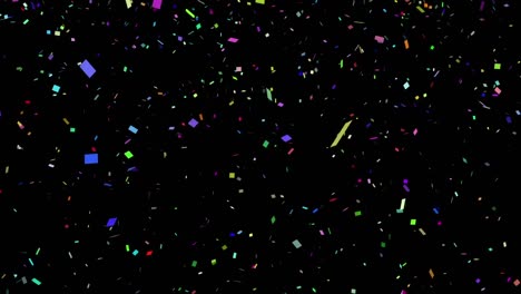 Animation-of-colourful-confetti-falling-on-black-background