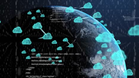 Animation-of-cloud-icons-and-data-processing-over-globe