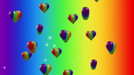Animation-of-rainbow-hearts-over-rainbow-background