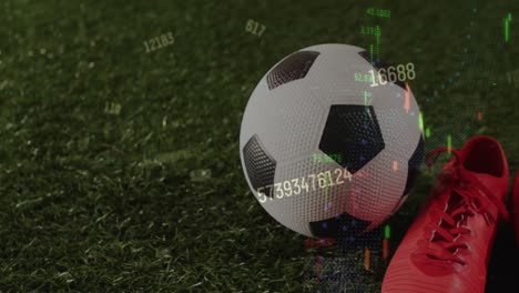 Animation-of-data-processing-over-sports-shoe-and-football