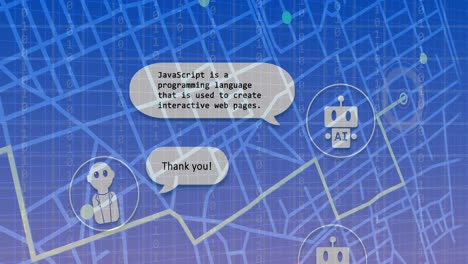 Animation-Der-Online-KI-Chat-Verarbeitung-über-Der-Stadtrasterkarte