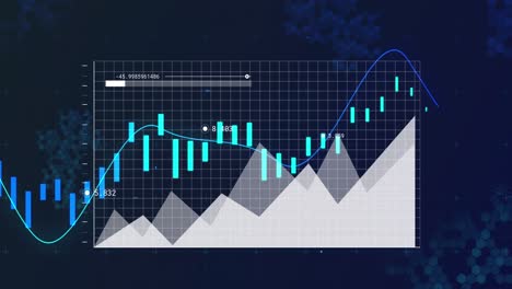Animation-Der-Statistischen-Datenverarbeitung-über-Sechseckige-Formen-Vor-Blauem-Hintergrund